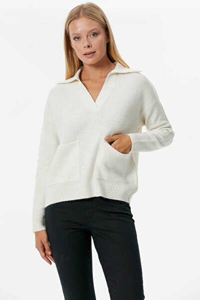 Sementa Polo Neck Pocket Knitwear Sweater - Bone
