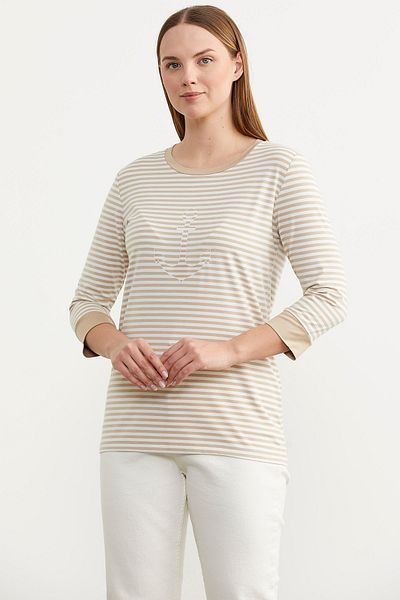 Sementa Tricou din bumbac pieptănat cu dungi cu ancoră - nurcă
