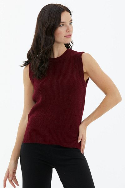 Sementa Crew Neck Knitwear Sweater - Claret Red