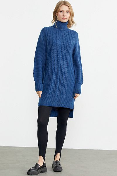 Sementa Full Turtleneck Knitwear Tunic - Indigo
