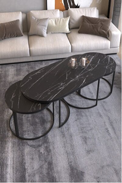 Devin Dekor Mobilya ORTA SEHPA ZİGON SEHPA YAN SEHPA 3 LÜ SET DOLUNAY BENDİR