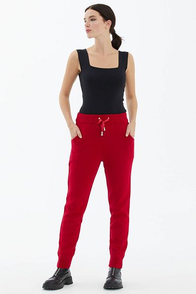 Sementa Pantaloni din tricotaje de buzunar pentru damă - roșii