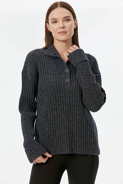 Sementa Half Turtleneck Buttoned Sweater - Anthracite
