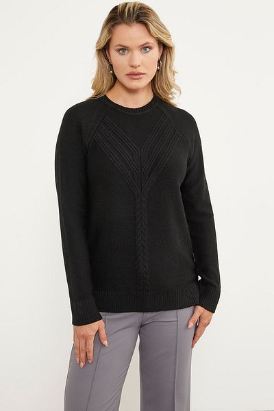 Sementa Spate lung față tricot detaliat tricotaje pulover - negru