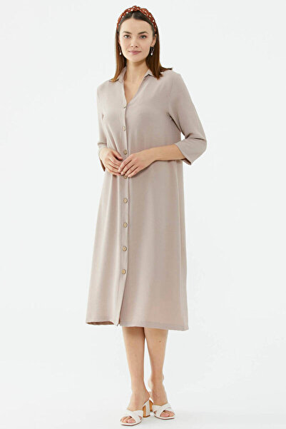 Sementa Φόρεμα με κουμπιά με άνετο σχήμα Midi - Mink