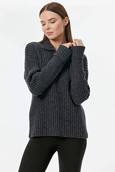 Sementa Half Turtleneck Buttoned Sweater - Anthracite