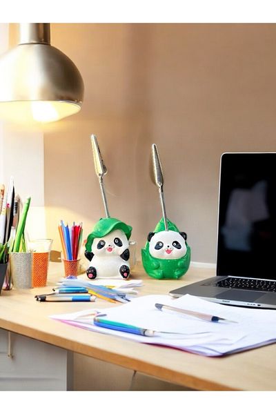 Perazayn 2-Pack Kawaii Cute Bamboo Themed Panda Photo & Note Holder - Office Desk Note Holder