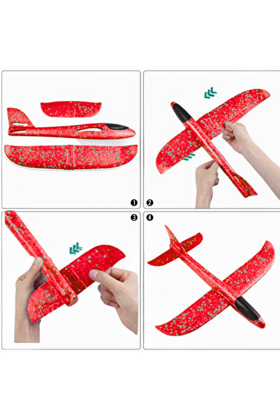 KanatGo Kırmızı Çocuk Köpük Uçak Oyuncak - El Planörü, Elle Atılan Eğlenceli ve Dayanıklı Uçan Oyuncak Uçak
