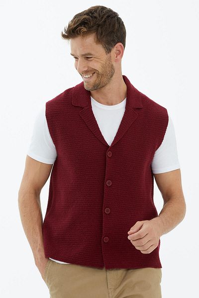Sementa Γιλέκο Polo Neck Buttoned - Claret Red