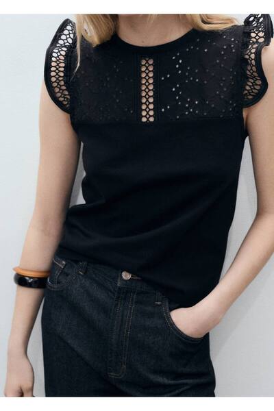 MANGO Woman Açık yakalı pamuklu bluz