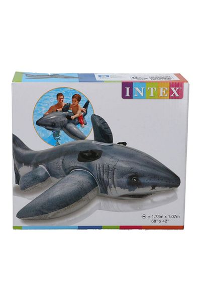 Intex لعبة ركوب القرش الكبيرة القابلة للنفخ من مادة البولي فينيل كلوريد مع مقابض متينة 173 × 107 سم