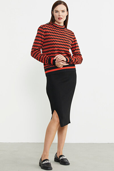 Sementa Оранжевий двоколірний светр з візерунком «гусяча лапка»