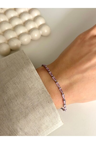 Ressia Trapez Taşlı Pembe Su Yolu Bileklik