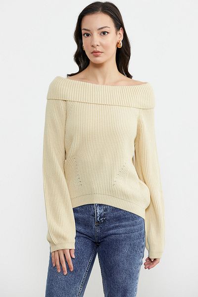 Sementa Pulover Tricot Gât Barcă - Crem