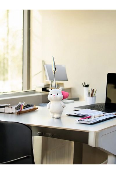 Perazayn Kawaii Cute Teddy Bear Holding Heart Balloon Photo and Note Holder - Office Desk Note Holder