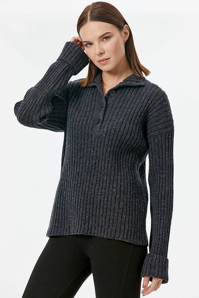Sementa Half Turtleneck Buttoned Sweater - Anthracite