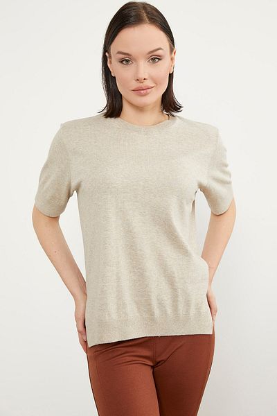 Sementa Crew Neck Short Sleeve Knitwear Sweater - Stone
