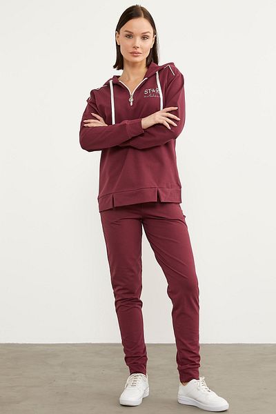 Sementa Σετ αθλητική φόρμα Jogger Oversize με κουκούλα - Claret Red