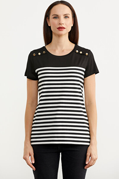 Sementa Μπλουζάκι με λεπτομέρεια Marine Button - Μαύρο
