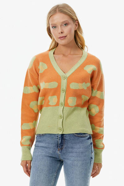 Sementa Трикотажний кардиган з кольоровим візерунком і ґудзиками - зелений