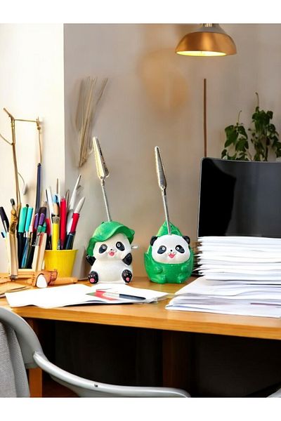 Perazayn 2-Pack Kawaii Cute Bamboo Themed Panda Photo & Note Holder - Office Desk Note Holder