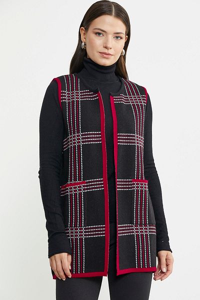 Sementa Black Double Colored Full Needle Wool Knitwear Vest