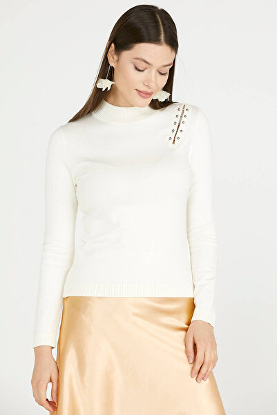 Sementa Трикотажний светр з аксесуарами на плечах - Кістковий