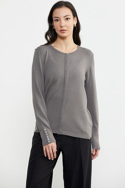 Sementa Buttoned Front Placket Basic Knitwear Cardigan - Anthracite