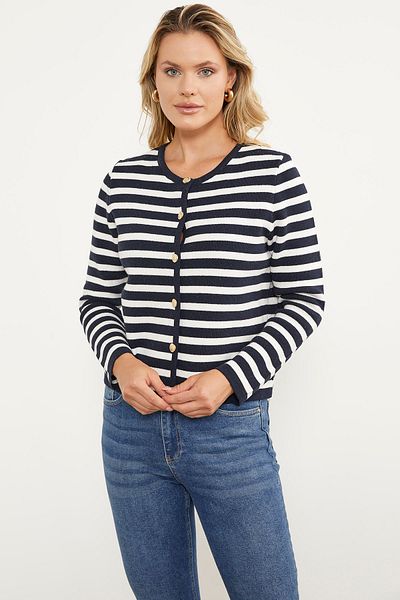 Sementa Tricotaj în dungi colorate Cardigan scurt - Bleumarin