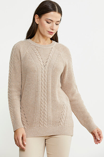 Sementa Mink Loose Motif Wool Knitwear Sweater