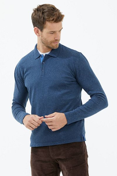 Sementa Pulover din tricotaje cu nasturi cu gât polo - Indigo