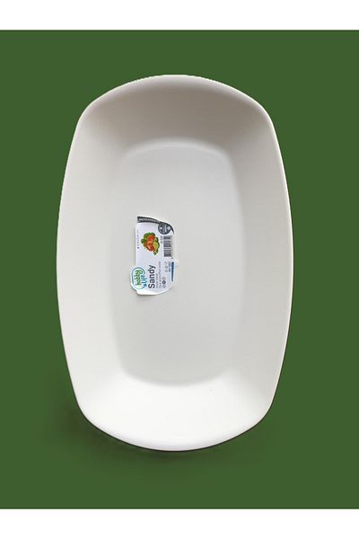 HOBBY LİFE Large Size Plastic Sandy Oval Boat Plate 1269 /25X15.8 cm & White