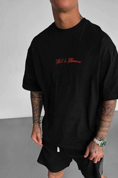 Millionaire Ανδρικό μπλουζάκι Black Devil And Angel Oversize Loose Wide Fit Loose Cut