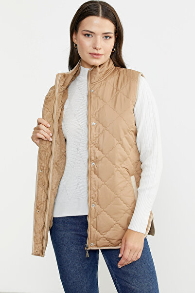 Sementa Капітонована жилетка - з високим коміром і кишенями, верблюжого кольору