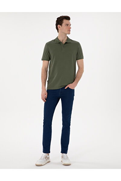 Pierre Cardin Khaki Regular Fit 100% Cotton Polo Neck Basic T-Shirt 50306449-Vr027