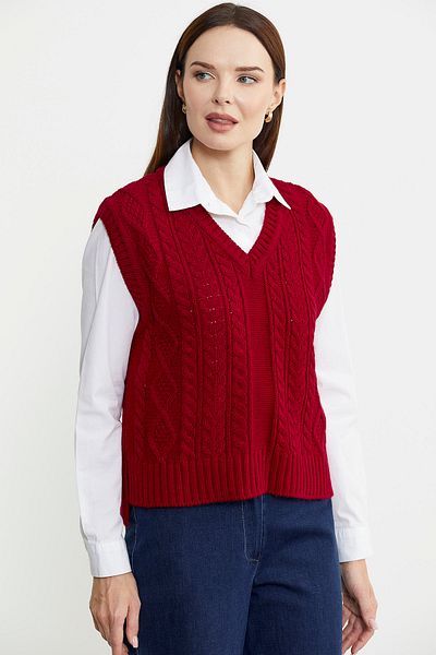 Sementa Hair Braided Long Wool Knitwear Sweater - Red