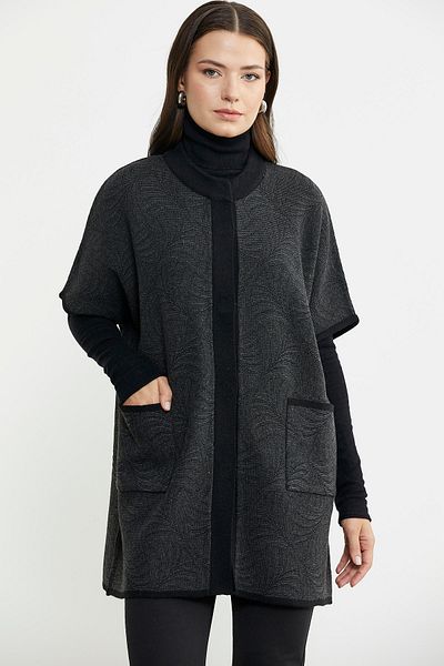 Sementa Jachetă neagră din lână - mânecă scurtă liliac