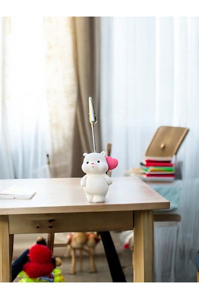 Perazayn Kawaii Cute Teddy Bear Holding Heart Balloon Photo and Note Holder - Office Desk Note Holder