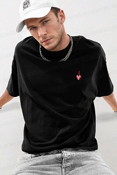 Millionaire Ανδρικό μπλουζάκι με μαύρη κούπα As Skull Oversize Fit Loose Wide Fit Loose Cut T-shirt