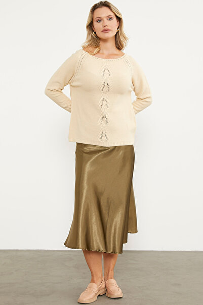 Sementa Boat Neck Motif Detailed Knitwear Sweater - Bone