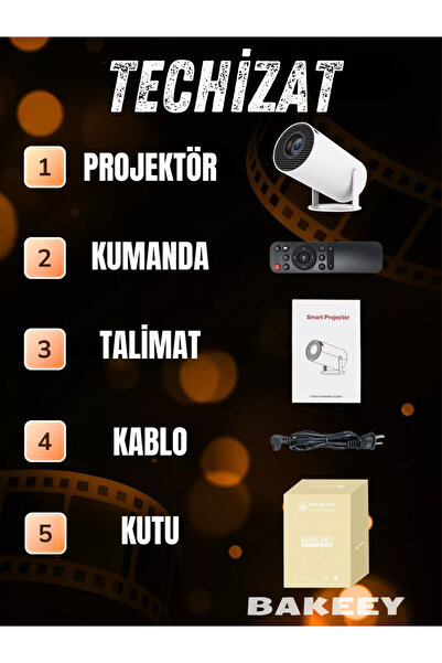 Bakeey 700 Lümen 2K Led Taşınabilir Mini Projeksiyon Projektör Cihazı Ev Sineması Bluetooth Projektör