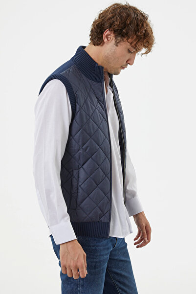 Sementa Γιλέκο πλεκτό με φερμουάρ Half Fisherman μπροστά - Navy Blue