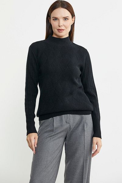 Sementa Pulover de tricotaj negru - Motiv pe jumătate de pescar