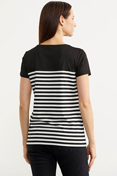 Sementa Μπλουζάκι με λεπτομέρεια Marine Button - Μαύρο