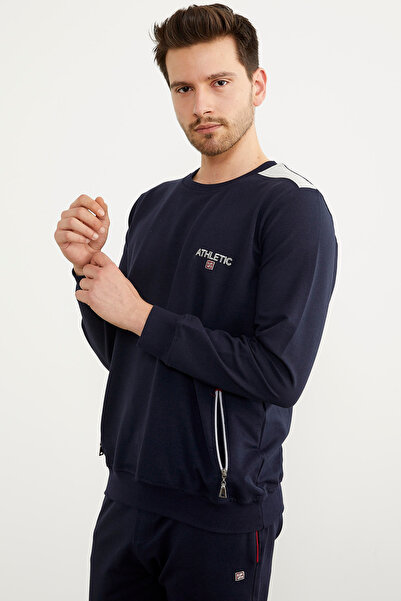 Sementa Comfortable Fit Crew Neck Tracksuit Set - Navy Blue
