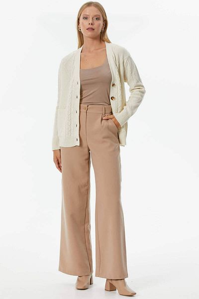 Sementa Buttoned Hair Braided Knitwear Cardigan - Bone
