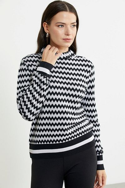 Sementa Pulover Tricotaj Alb - Model Dublu Culoare Houndstooth