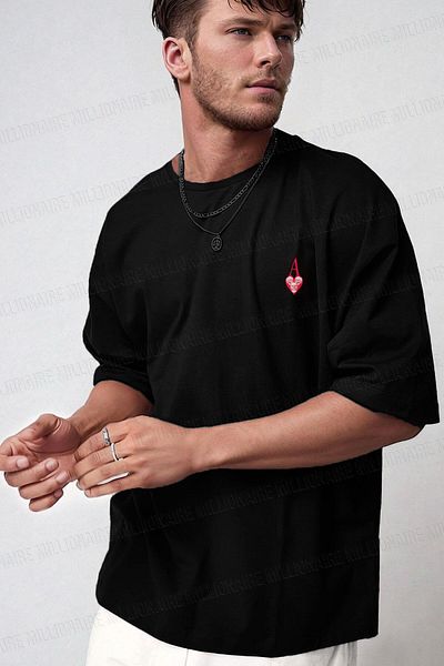 Millionaire Ανδρικό μπλουζάκι με μαύρη κούπα As Skull Oversize Fit Loose Wide Fit Loose Cut T-shirt