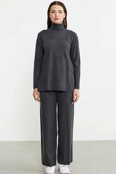 Sementa Σετ πλεκτό πουλόβερ και παντελόνι Anthracite Full Turtleneck