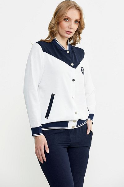 Sementa Navy Blue Color Block Transition Crepe Suit